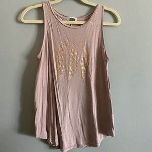 Tank Top, printed gold leaves